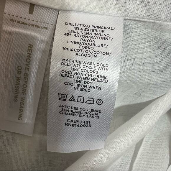 NWT Loft gingham check linen blend puff sleeve button down dress Sz 6 petite - Picture 6 of 8